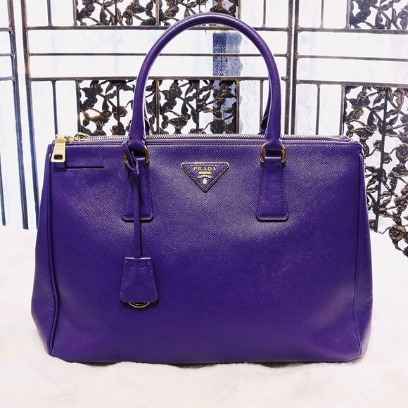 PRADA Galleria Double-Zip Saffiano Lux Purple Leather Tote Bag - Picture 1 of 7